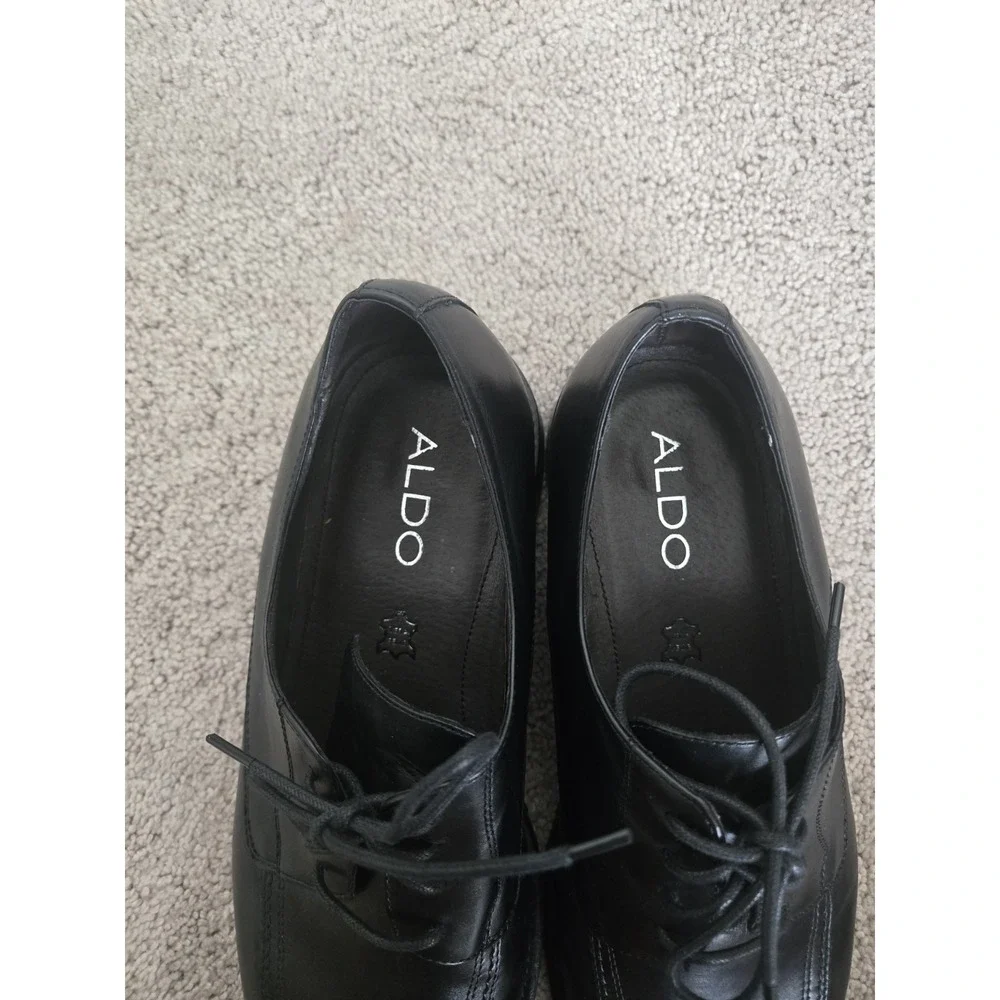 Mens ALDO Lace Up Square Toe Leather Black Oxford Dress Shoe - Size 14